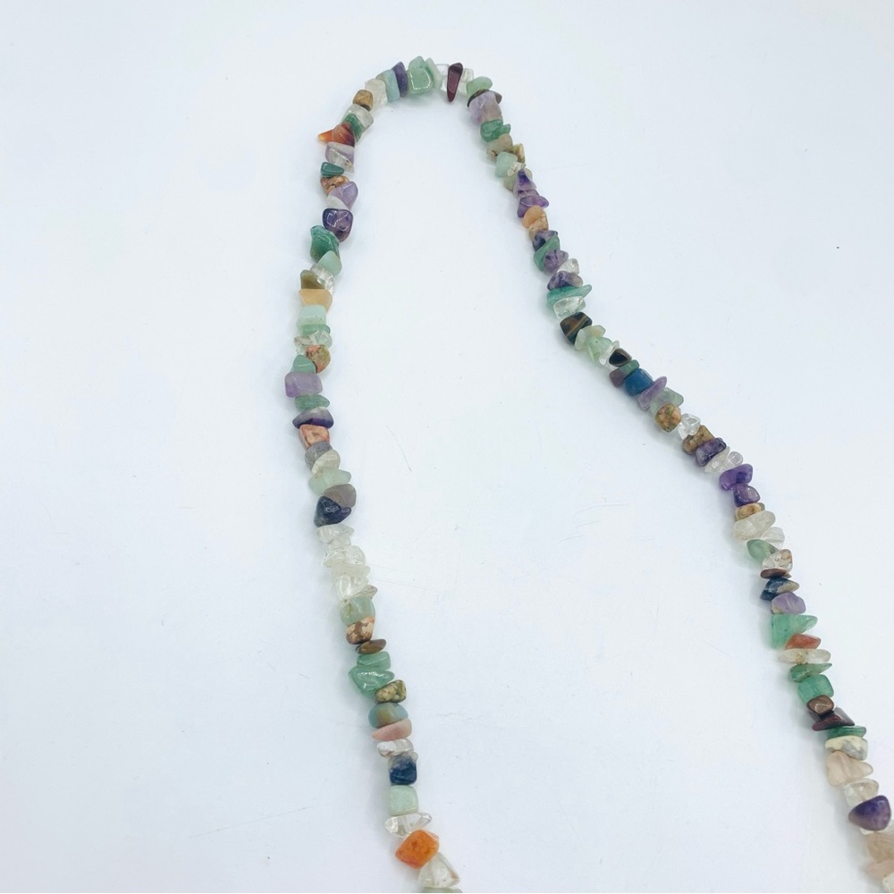 Vintage Gemstone Chip 30” Necklace – Mixed Crystal Chips – Boho Jewelry - Picture 5 of 8